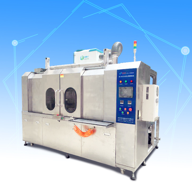 Single station automatic high pressure spray cleaning machine